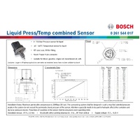 Liquid Pressure/Temp combined Sensor, 10 bar & 140 deg C